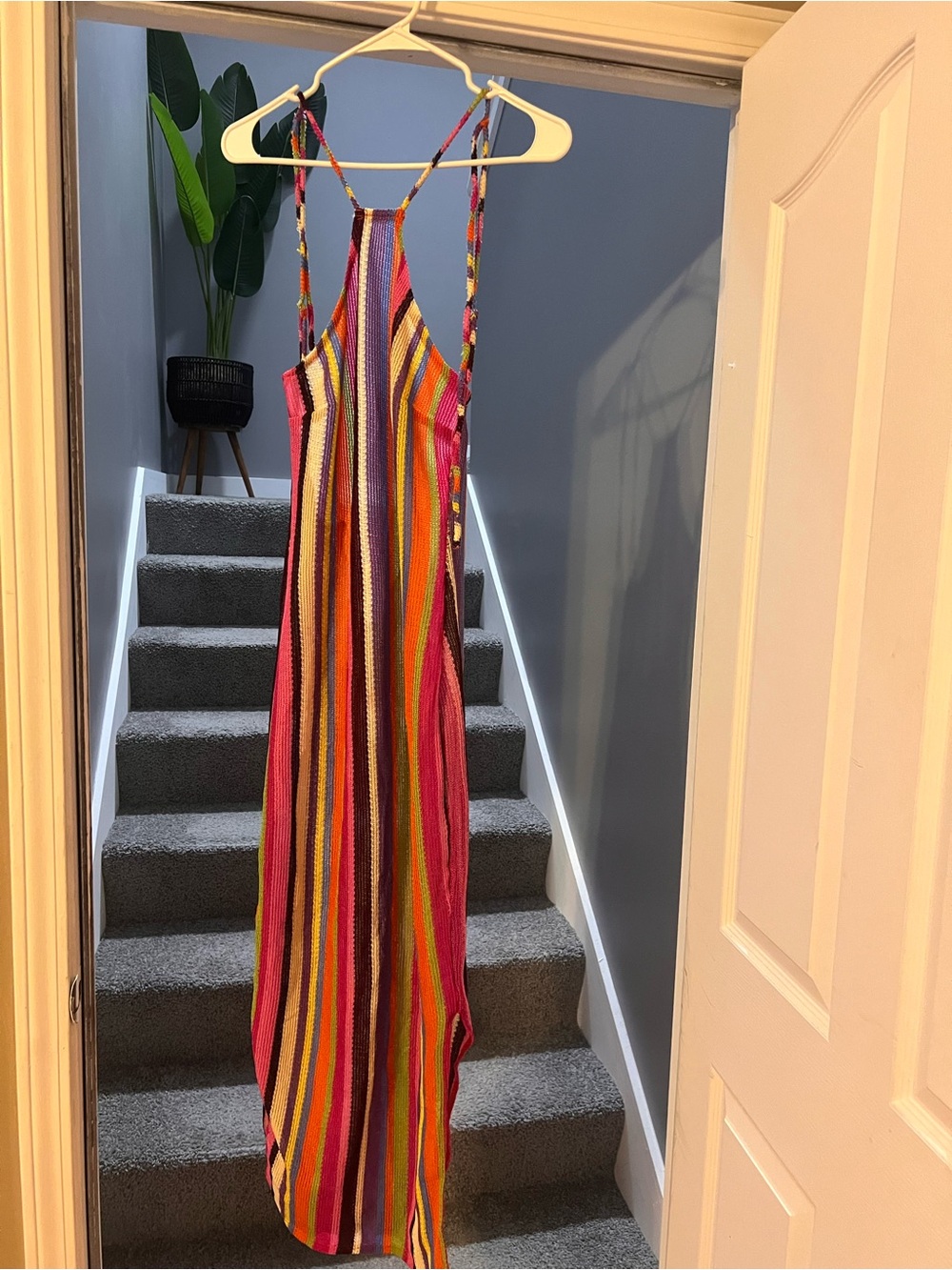 Bright Multicolor Striped Maxi Dress